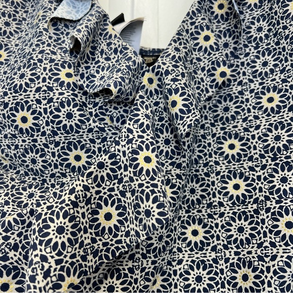 Niptuck Onepiece Bathing Suit Size 4 Crisscross Ruffle Top Navy Patterned Swim - Picture 3 of 8